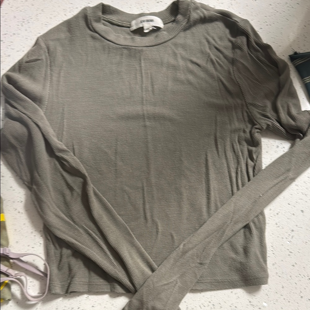 Joah brown greige long sleeve crop
